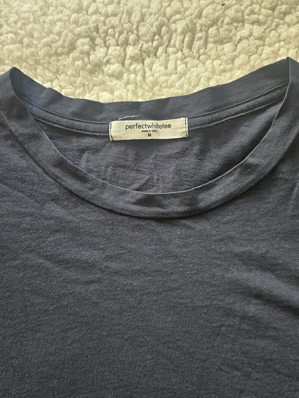 perfectwhitetee Navy Crewneck T-Shirt - Picture 2 of 4